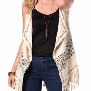 Miss Me Open Boho Suede Fringe Vest